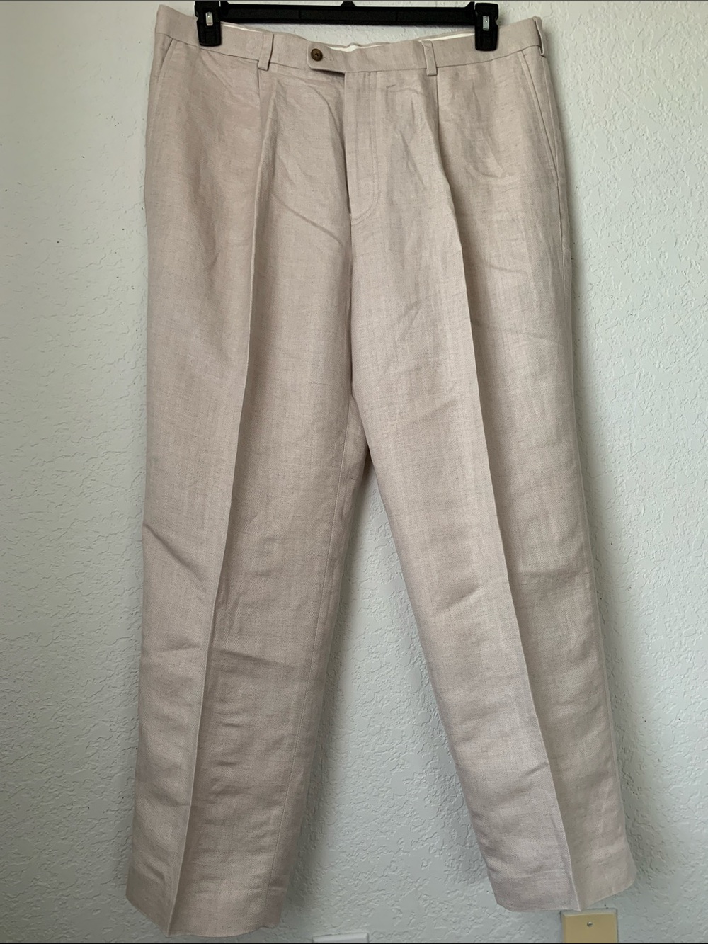Cubavera Men's Light Beige Linen Pleated Dress Pants  Size 40/30